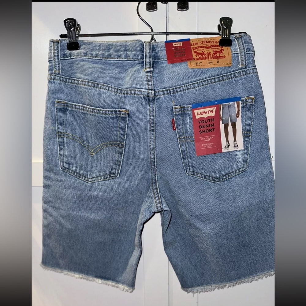 NEW LEVIS 511 SLIM SHORTS BOYS 12 Regular JEANS Adjust Waist 26” Light Denim NWT